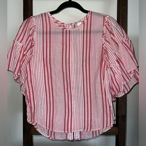 H&M Salmon Puff Sleeve Ruffled Blouse